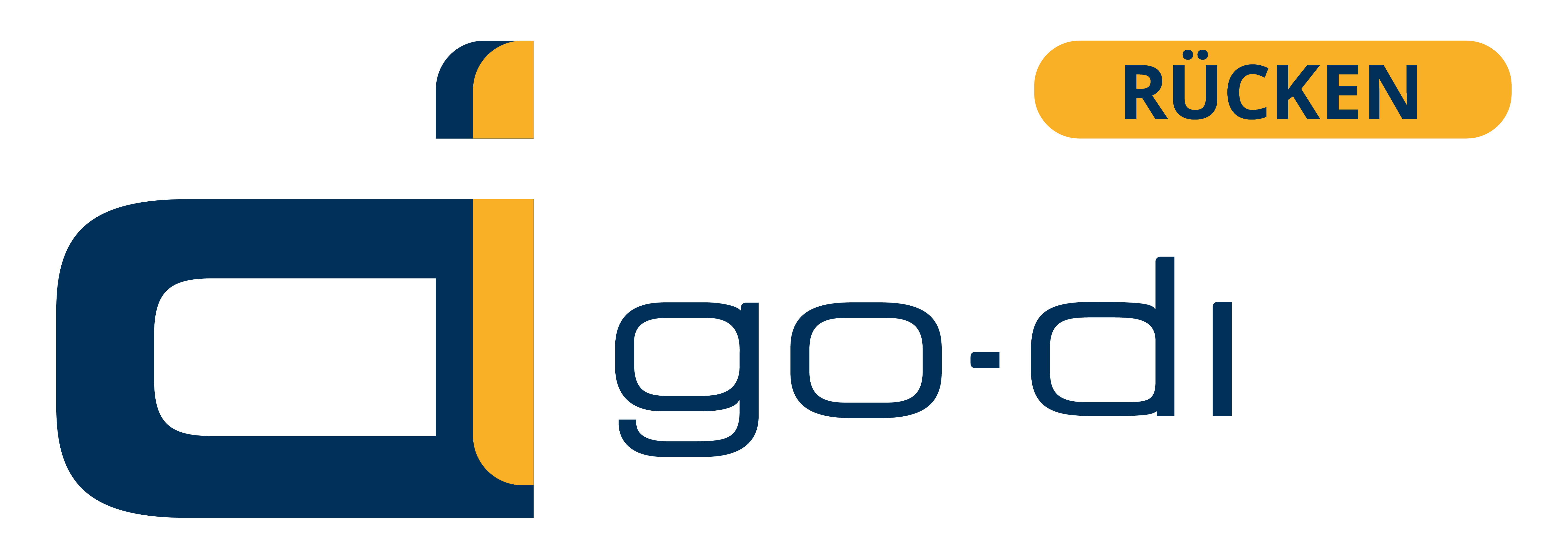 Blau gelbes Go-Di Rücken Logo
